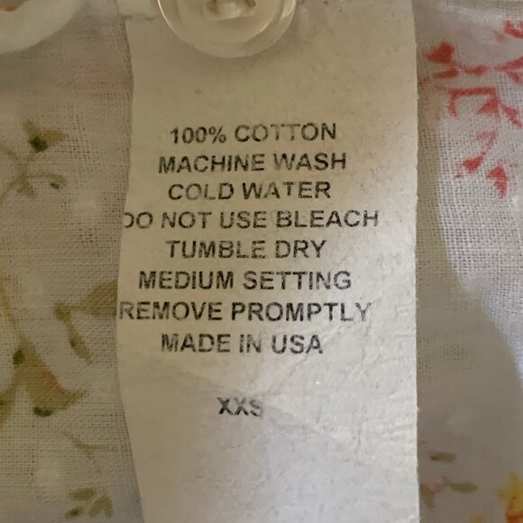 Seaplane Cotton Swiss Dot Split Neck Popover Long Roll Tab Sleeves Blouse XXS - Picture 12 of 12